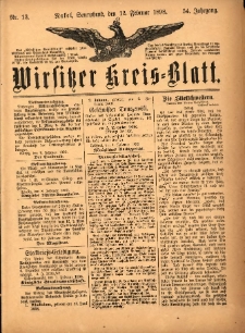 Wirsitzer Kreis-Blatt: herausgegeben vom K&ouml;niglichen Landraths-Amte 1898.02.12 Jg.54 Nr13