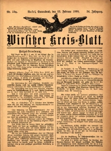 Wirsitzer Kreis-Blatt: herausgegeben vom K&ouml;niglichen Landraths-Amte 1898.02.12 Jg.54 Nr13a