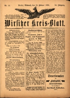 Wirsitzer Kreis-Blatt: herausgegeben vom K&ouml;niglichen Landraths-Amte 1898.02.16 Jg.54 Nr14