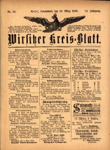 Wirsitzer Kreis-Blatt: herausgegeben vom K&ouml;niglichen Landraths-Amte 1898.03.12 Jg.54 Nr21