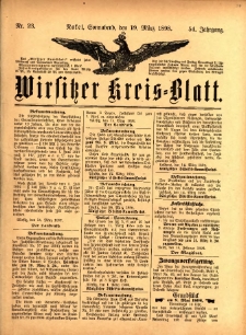 Wirsitzer Kreis-Blatt: herausgegeben vom K&ouml;niglichen Landraths-Amte 1898.03.19 Jg.54 Nr23
