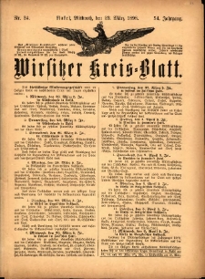 Wirsitzer Kreis-Blatt: herausgegeben vom K&ouml;niglichen Landraths-Amte 1898.03.23 Jg.54 Nr24