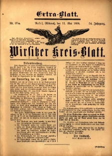 Wirsitzer Kreis-Blatt: herausgegeben vom K&ouml;niglichen Landraths-Amte 1898.05.11 Jg.54 Nr37a Extra-Blatt