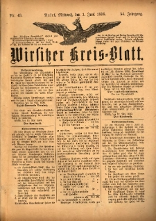 Wirsitzer Kreis-Blatt: herausgegeben vom K&ouml;niglichen Landraths-Amte 1898.06.01 Jg.54 Nr43