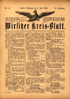 Wirsitzer Kreis-Blatt: herausgegeben vom K&ouml;niglichen Landraths-Amte 1898.06.08 Jg.54 Nr45