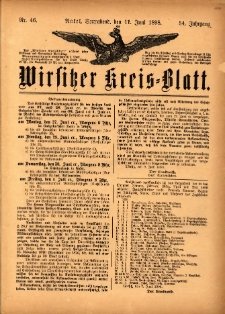 Wirsitzer Kreis-Blatt: herausgegeben vom K&ouml;niglichen Landraths-Amte 1898.06.11 Jg.54 Nr46