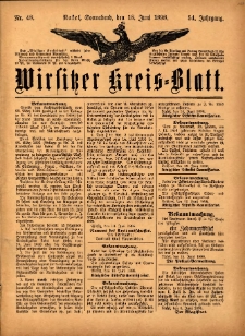 Wirsitzer Kreis-Blatt: herausgegeben vom K&ouml;niglichen Landraths-Amte 1898.06.18 Jg.54 Nr48