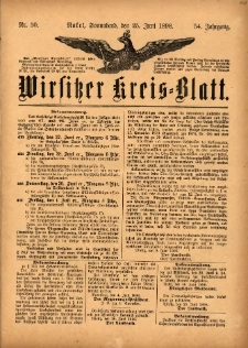 Wirsitzer Kreis-Blatt: herausgegeben vom K&ouml;niglichen Landraths-Amte 1898.06.25 Jg.54 Nr50