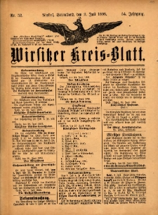 Wirsitzer Kreis-Blatt: herausgegeben vom K&ouml;niglichen Landraths-Amte 1898.07.02 Jg.54 Nr52