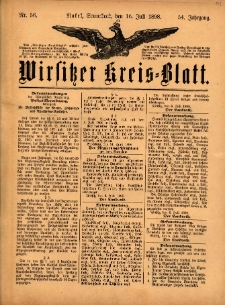 Wirsitzer Kreis-Blatt: herausgegeben vom K&ouml;niglichen Landraths-Amte 1898.07.16 Jg.54 Nr56