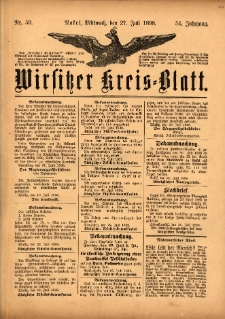 Wirsitzer Kreis-Blatt: herausgegeben vom K&ouml;niglichen Landraths-Amte 1898.07.27 Jg.54 Nr59