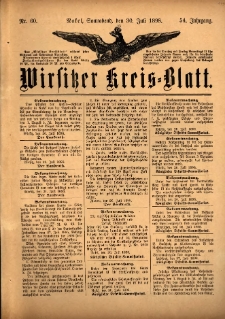 Wirsitzer Kreis-Blatt: herausgegeben vom K&ouml;niglichen Landraths-Amte 1898.07.30 Jg.54 Nr60