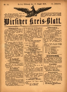 Wirsitzer Kreis-Blatt: herausgegeben vom K&ouml;niglichen Landraths-Amte 1898.08.17 Jg.54 Nr65