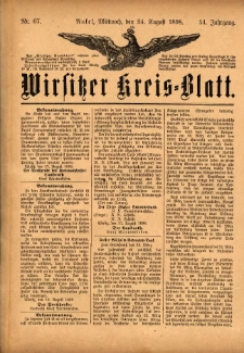 Wirsitzer Kreis-Blatt: herausgegeben vom K&ouml;niglichen Landraths-Amte 1898.08.24 Jg.54 Nr67
