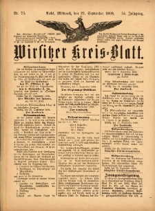 Wirsitzer Kreis-Blatt: herausgegeben vom K&ouml;niglichen Landraths-Amte 1898.09.21 Jg.54 Nr75