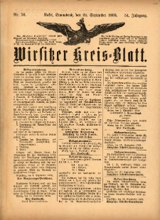 Wirsitzer Kreis-Blatt: herausgegeben vom K&ouml;niglichen Landraths-Amte 1898.09.24 Jg.54 Nr76