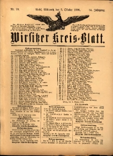 Wirsitzer Kreis-Blatt: herausgegeben vom K&ouml;niglichen Landraths-Amte 1898.10.05 Jg.54 Nr79