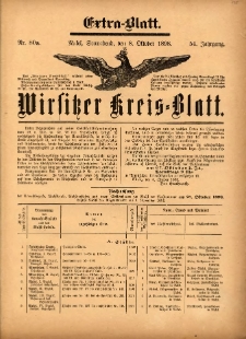 Wirsitzer Kreis-Blatt: herausgegeben vom K&ouml;niglichen Landraths-Amte 1898.10.08 Jg.54 Nr80a Extra-Blatt