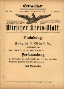 Wirsitzer Kreis-Blatt: herausgegeben vom K&ouml;niglichen Landraths-Amte 1898.10.08 Jg.54 Nr80b Extra-Blatt