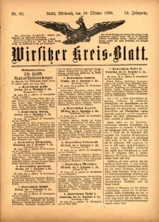 Wirsitzer Kreis-Blatt: herausgegeben vom K&ouml;niglichen Landraths-Amte 1898.10.19 Jg.54 Nr83