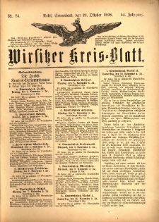 Wirsitzer Kreis-Blatt: herausgegeben vom K&ouml;niglichen Landraths-Amte 1898.10.22 Jg.54 Nr84