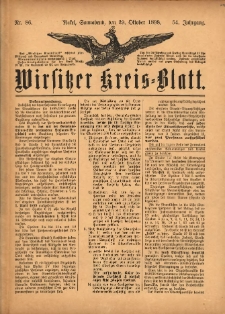 Wirsitzer Kreis-Blatt: herausgegeben vom K&ouml;niglichen Landraths-Amte 1898.10.29 Jg.54 Nr86