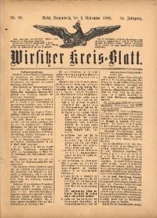 Wirsitzer Kreis-Blatt: herausgegeben vom K&ouml;niglichen Landraths-Amte 1898.11.05 Jg.54 Nr88