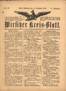 Wirsitzer Kreis-Blatt: herausgegeben vom K&ouml;niglichen Landraths-Amte 1898.11.09 Jg.54 Nr89