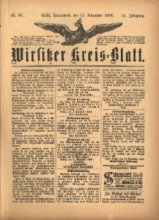 Wirsitzer Kreis-Blatt: herausgegeben vom K&ouml;niglichen Landraths-Amte 1898.11.12 Jg.54 Nr90