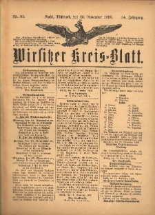 Wirsitzer Kreis-Blatt: herausgegeben vom K&ouml;niglichen Landraths-Amte 1898.11.23 Jg.54 Nr93