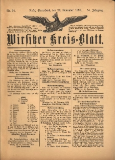 Wirsitzer Kreis-Blatt: herausgegeben vom K&ouml;niglichen Landraths-Amte 1898.11.26 Jg.54 Nr94