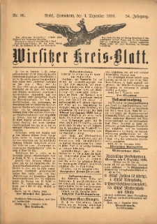 Wirsitzer Kreis-Blatt: herausgegeben vom K&ouml;niglichen Landraths-Amte 1898.12.03 Jg.54 Nr96