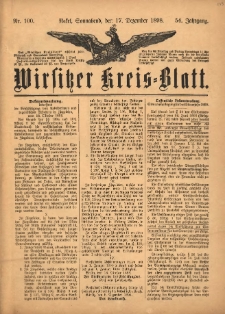 Wirsitzer Kreis-Blatt: herausgegeben vom K&ouml;niglichen Landraths-Amte 1898.12.17 Jg.54 Nr100