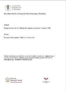 Bibliografia regionu [Wielkopolski] za marzec 1939