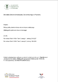 Bibljografia piśmiennictwa ekonomiczno-rolniczego