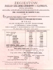 Żegiest&oacute;w zakład lekarsko-zdrojowy i kąpielny : woda lekarska