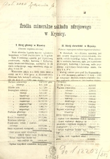 Źródła mineralne zakładu zdrojowego w Krynicy