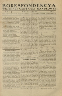 Korespondencya Wojennej Centrali Handlowej. 1918.02.01 R.2 Nr 3