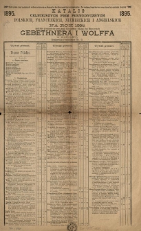 Katalog celniejszych pism peryodycznych polskich, francuzkich, niemieckich i angielskich na rok 1895 , na kt&oacute;re prenumeratę przyjmuje Księgarnia i Skład Nut Muzycznych Gebethnera i Wolffa w Warszawie