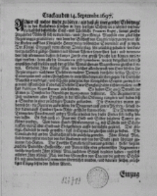 Crackau den 14 septembr. 1697