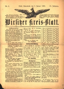 Wirsitzer Kreis-Blatt: herausgegeben vom Königlichen Landraths-Amte 1899.01.07 Jg.55 Nr2