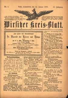 Wirsitzer Kreis-Blatt: herausgegeben vom Königlichen Landraths-Amte 1899.01.14 Jg.55 Nr4
