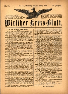 Wirsitzer Kreis-Blatt: herausgegeben vom Königlichen Landraths-Amte 1899.03.15 Jg.55 Nr21