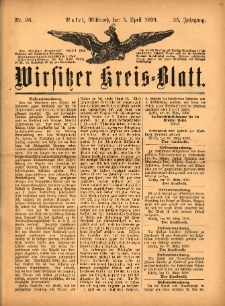 Wirsitzer Kreis-Blatt: herausgegeben vom Königlichen Landraths-Amte 1899.04.05 Jg.55 Nr26