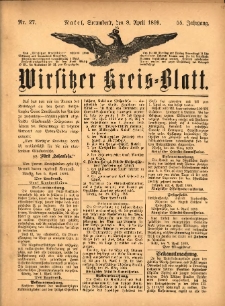 Wirsitzer Kreis-Blatt: herausgegeben vom Königlichen Landraths-Amte 1899.04.08 Jg.55 Nr27
