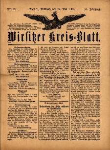 Wirsitzer Kreis-Blatt: herausgegeben vom K&ouml;niglichen Landraths-Amte 1899.05.18 Jg.55 Nr38