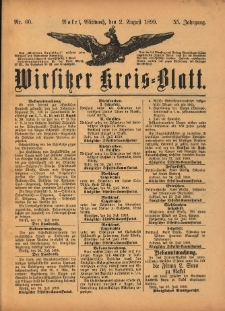 Wirsitzer Kreis-Blatt: herausgegeben vom Königlichen Landraths-Amte 1899.08.02 Jg.55 Nr60