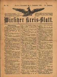 Wirsitzer Kreis-Blatt: herausgegeben vom K&ouml;niglichen Landraths-Amte 1899.09.02 Jg.55 Nr69