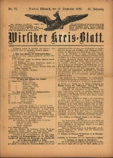 Wirsitzer Kreis-Blatt: herausgegeben vom Königlichen Landraths-Amte 1899.09.13 Jg.55 Nr72