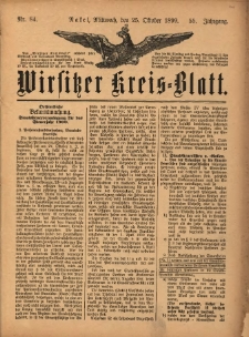 Wirsitzer Kreis-Blatt: herausgegeben vom Königlichen Landraths-Amte 1899.10.25 Jg.55 Nr84